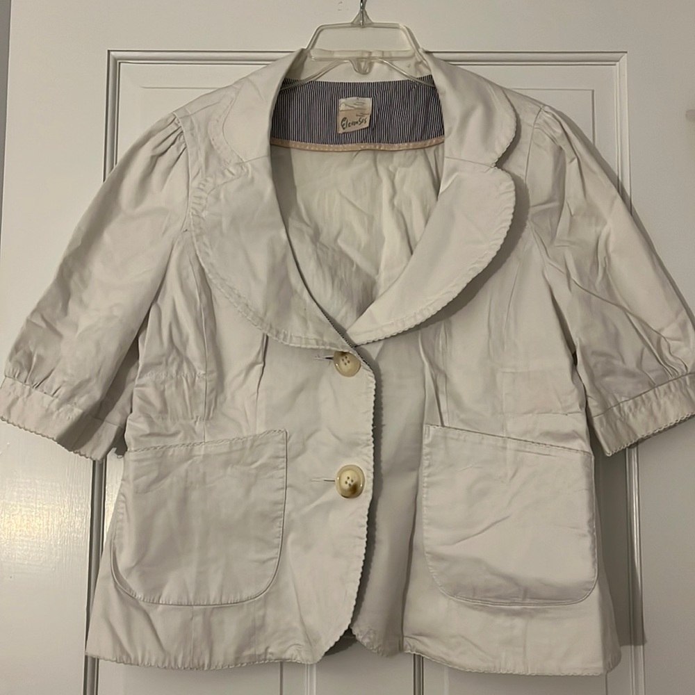 Anthropologie Elevenses White Collared Jacket